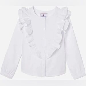 Classic Prep White Ruffle Blouse